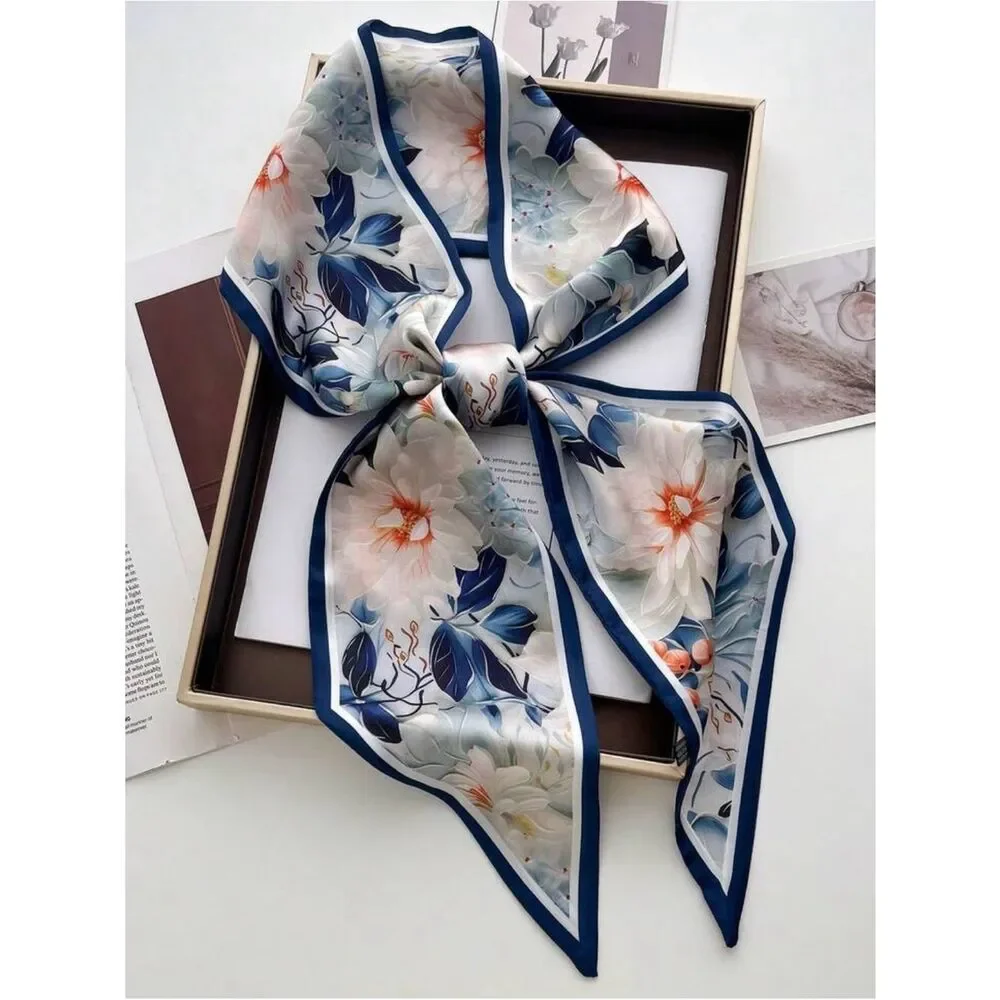 Floral  Scarf in Navy M799